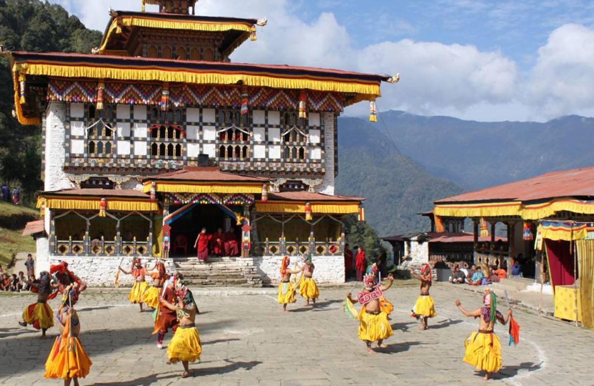 Dancers in bright silk at the Haa Summer Festival in Bhutan